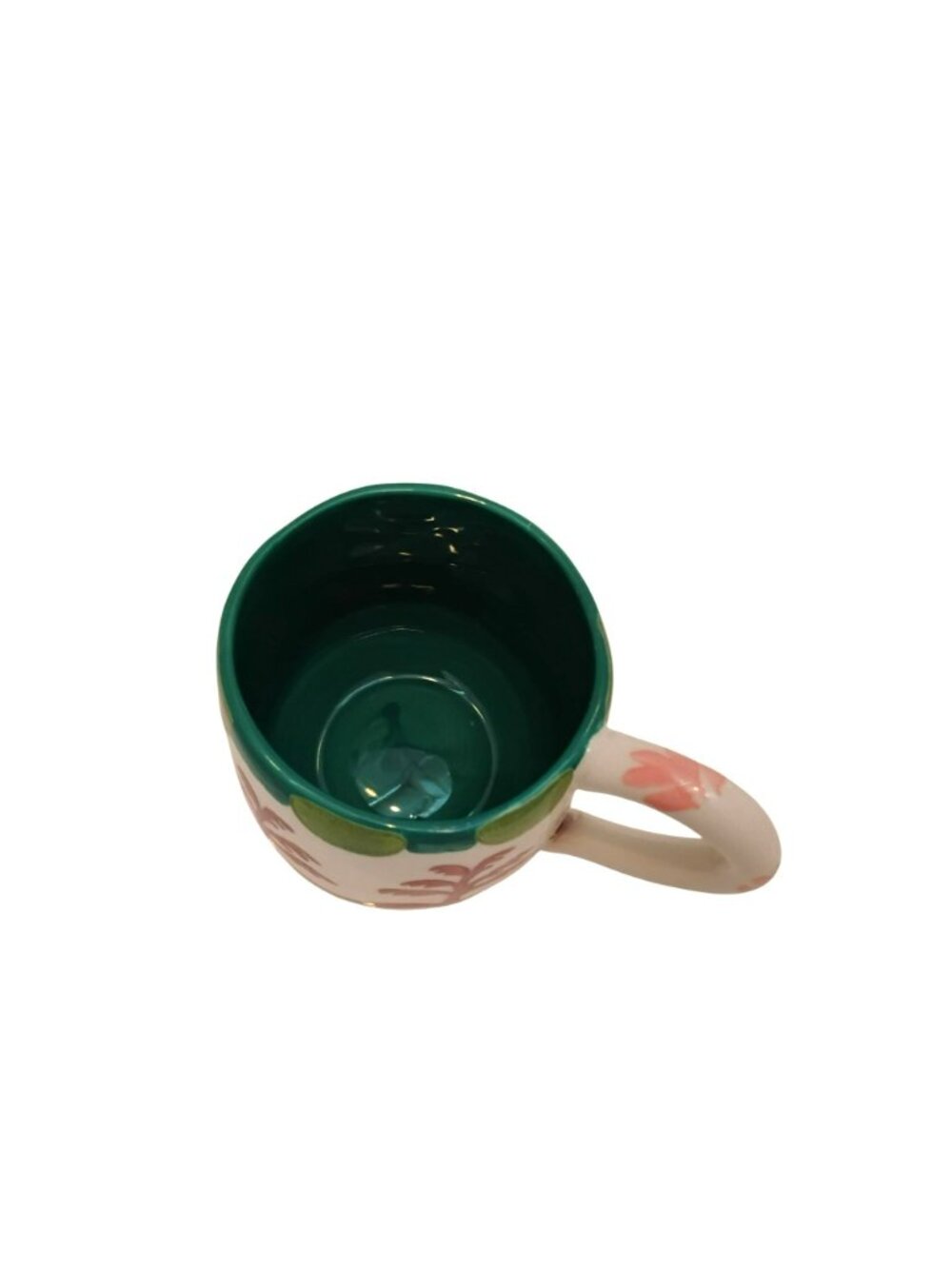Anthropologie Agata Hand-Painted Teal Pink Palm Tree Stoneware Coffee Mug - Picture 3 of 5